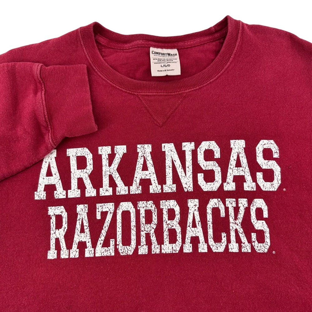 Arkansas Razorbacks Sweatshirt Mens Large Red NCAA Hanes Pullover